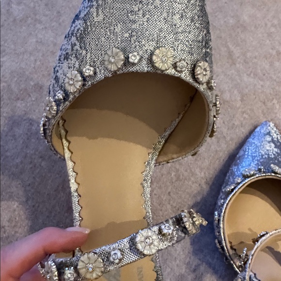 Antonio Melani/Nicola Bathurst Silver Jeweled Pointed-Toe Mule Heels - Picture 5 of 6